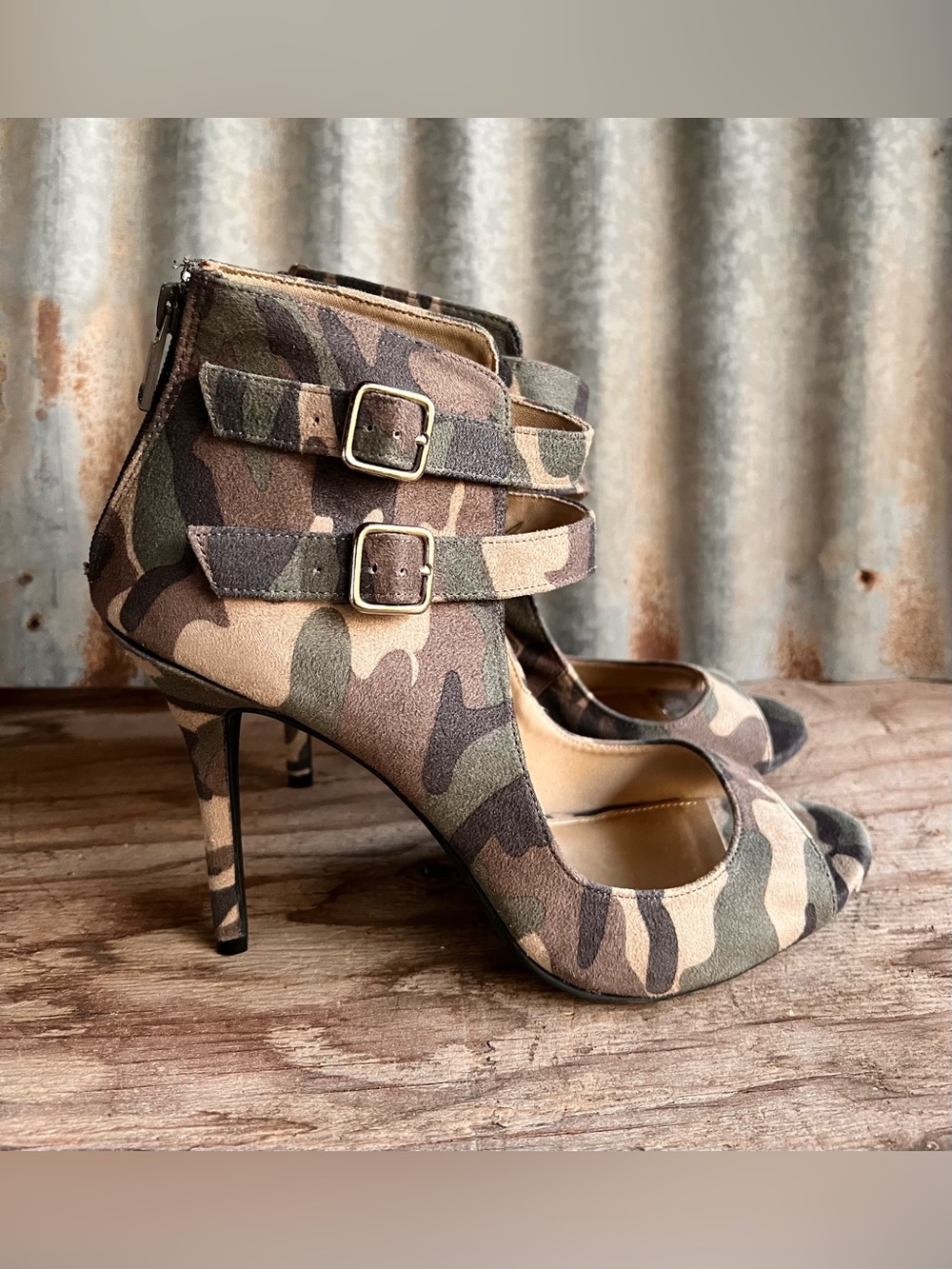 Christian Siriano camouflage stiletto heels